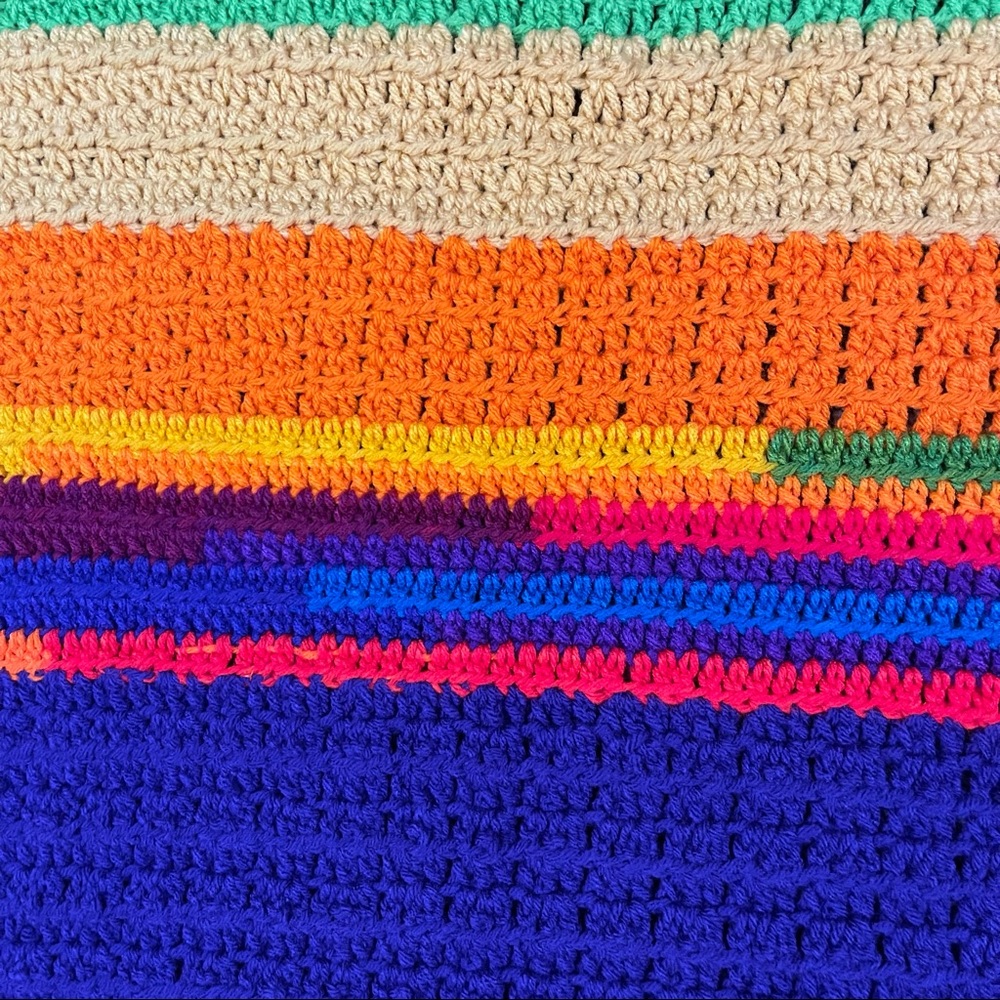 Afghan Blanket 51”x42” Throw Lap Blanket Rainbow - Picture 3 of 8